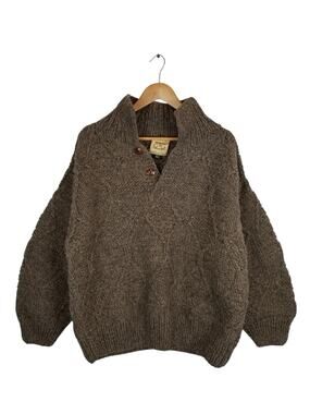 Woolies Hand Knit In Equador 100% Wool Pull Over Sweater Brown Size Large